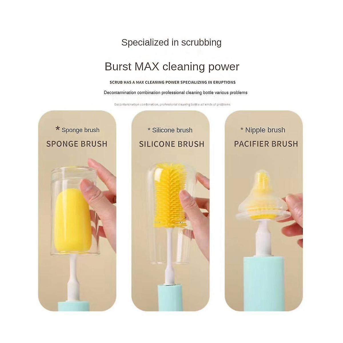 Electric Cleaning Brush For Kitchen Handheld Cup Brush Cleaner With Sponge Head Multifunctional Cleaning Gadgets Home UAE SHIP HUB