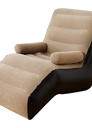 ROUSKY Inflatable Chaise Lounges Folding Lazy Floor Chair Sofa Lounger Bed with Armrests (Khaki) UAESHIPHUB