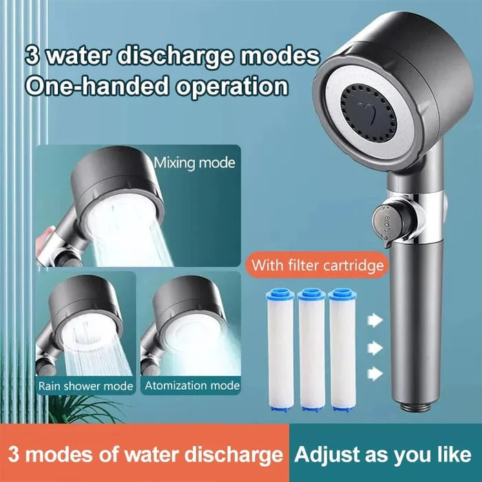 High-pressure shower head, Adjustable spray with 3 modes and massage brush filter UAE SHIP HUB