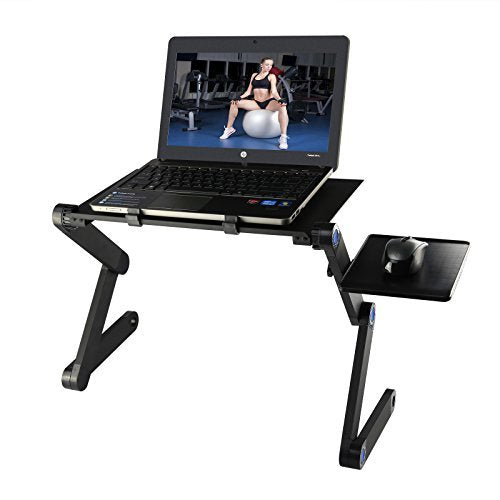 Foldable Laptop Desk, Etpark Portable Laptop Desk Folding PC Desk Bed Sofa Laptop Stand Folding Computer Laptop Table with Mouse Platform & Anti-Slip Bar (Black Without Fan) UAESHIPHUB