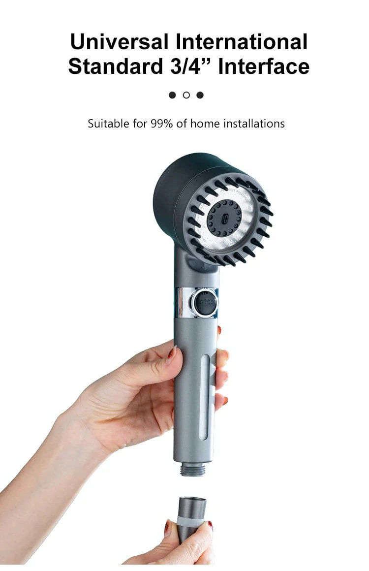 High-pressure shower head, Adjustable spray with 3 modes and massage brush filter UAE SHIP HUB