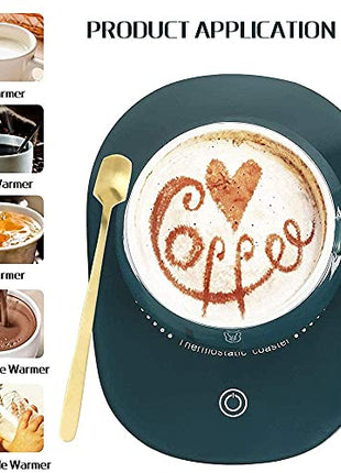 ''NK EBuy'' Ceramic Coffee/Tea Cup with Warmer & Also For The Other Beverages with Electric Hot Plate, Lid, Spoon & Beautiful Package Box. Automatic On/Off To Keep Temperature Up To 131℉/ 55℃. UAESHIPHUB
