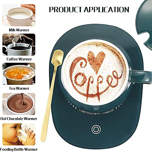 ''NK EBuy'' Ceramic Coffee/Tea Cup with Warmer & Also For The Other Beverages with Electric Hot Plate, Lid, Spoon & Beautiful Package Box. Automatic On/Off To Keep Temperature Up To 131℉/ 55℃. UAESHIPHUB