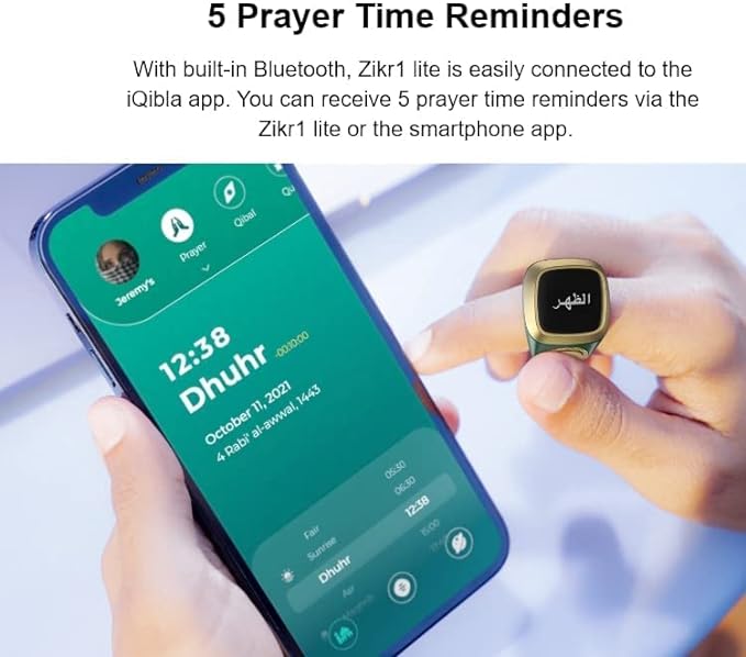 Waterproof Smart Tasbih Zikr Ring, Prayer timing reminder UAESHIPHUB