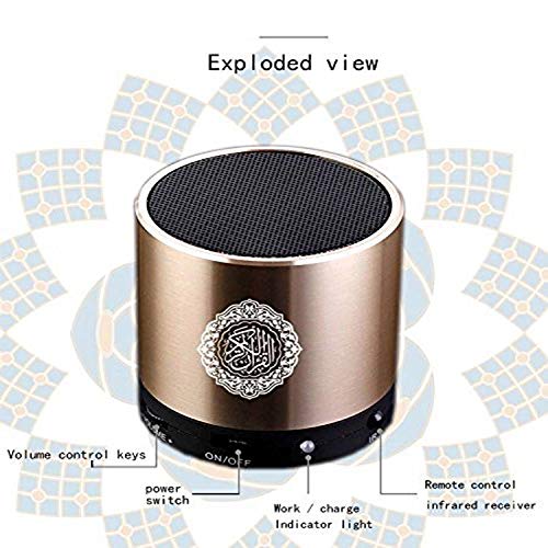 SQ200 Remote Control Speaker Portable Quran Speaker MP3 Player 8GB TF FM Quran Koran Translator USB Rechargeable Speaker-Glod UAESHIPHUB