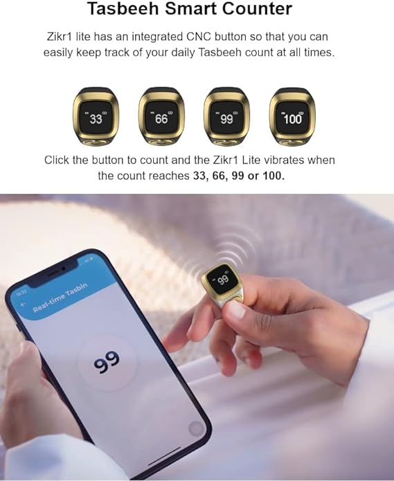 Waterproof Smart Tasbih Zikr Ring, Prayer timing reminder UAESHIPHUB