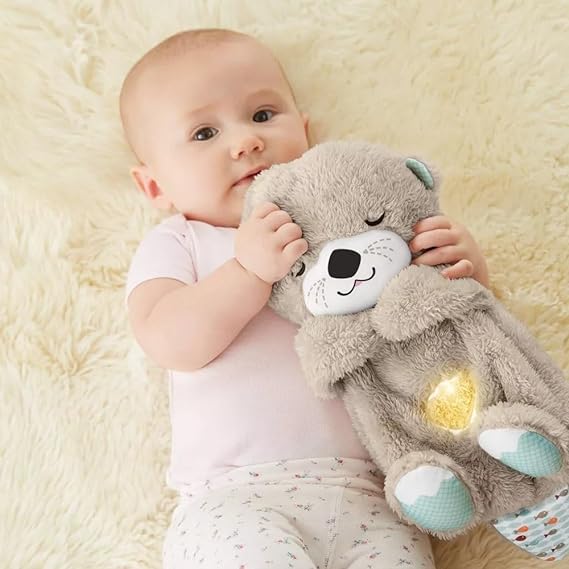 Breathing otter teddy Baby Sound Machine Soothe Details Music Lights & Rhythmic Breathing Motion (Light Brown) UAE SHIP HUB