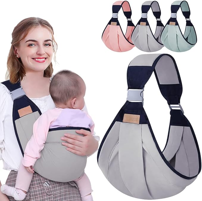 HINATAA Breathable Baby Sling, Adjustable Baby Carrier, Baby Carrier Wrap, Quick Dry, Thick Shoulder Straps for 0-36 Months Baby (Grey a) UAE SHIP HUB