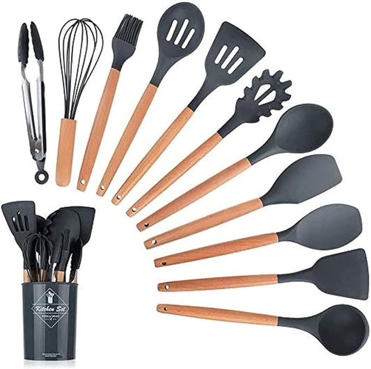 12PCS Kitchen Utensil Set Silicone Cooking Utensils Kit UAE SHIP HUB