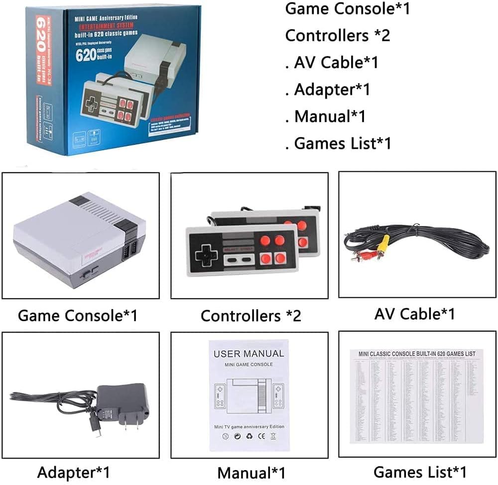 Mini Video Game Console Built-in 620 Games with 2 Classic Controllers for Kids Gift UAE SHIP HUB