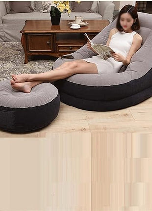 YOGISU Lazy Sofa Flocking Inflatable Lazy Sofa Bed Single Nap Recliner Bedroom Chair With Pedal UAE SHIP HUB