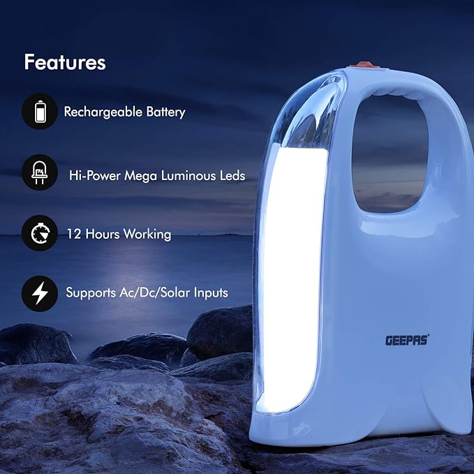 Geepas Rechargeable LED Lantern - Emergency Lantern with Portable Handle UAE SHIP HUB