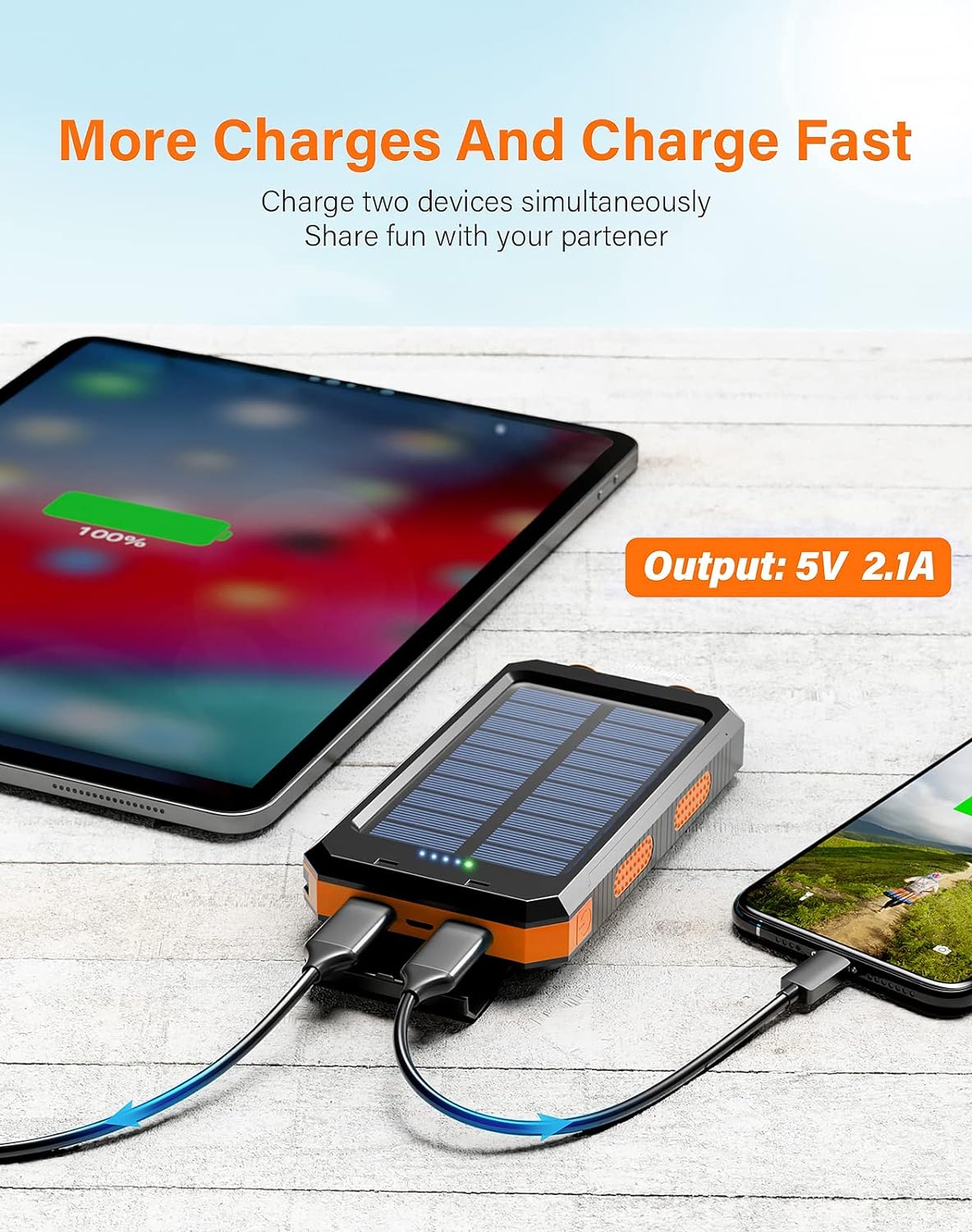 Solar Charger,20000mAh Solar Power Bank UAE SHIP HUB