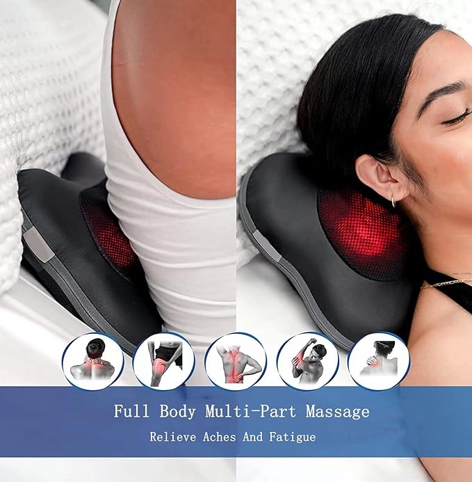 Back And Neck Thermal Massager - 3D Deep Tissue Acupressure Massage Pillow UAE SHIP HUB