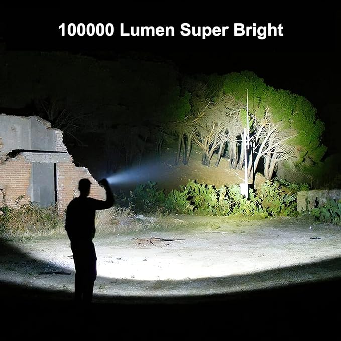 Rechargeable Spotlight Flashlight, 100000 Lumen Super Bright LED Flashlight UAE SHIP HUB