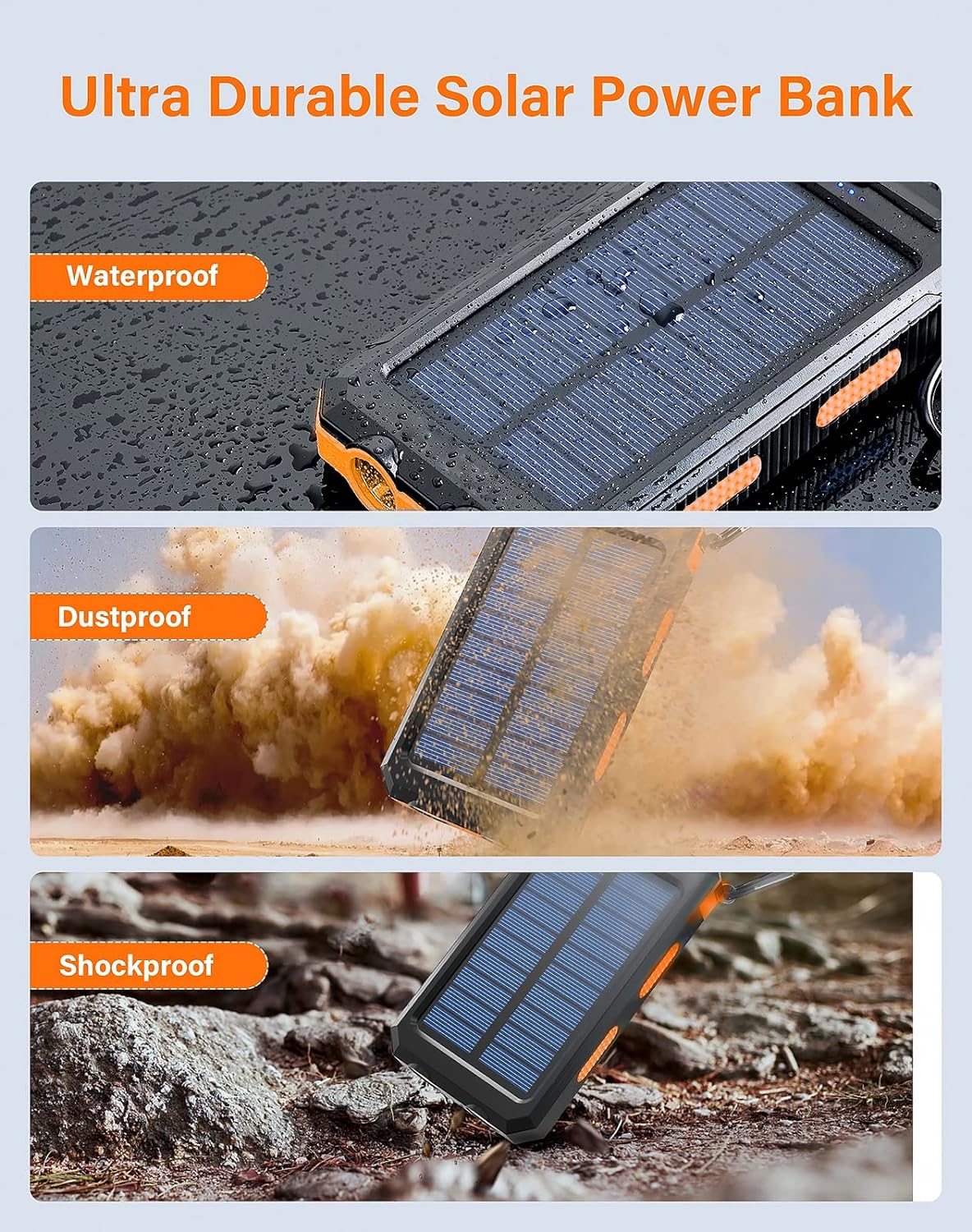 Solar Charger,20000mAh Solar Power Bank UAE SHIP HUB