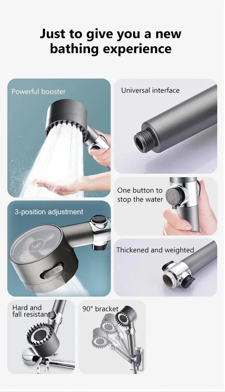 High-pressure shower head, Adjustable spray with 3 modes and massage brush filter UAE SHIP HUB