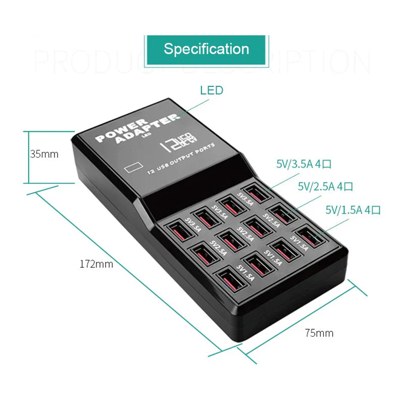 12 Port USB Charger UAESHIPHUB