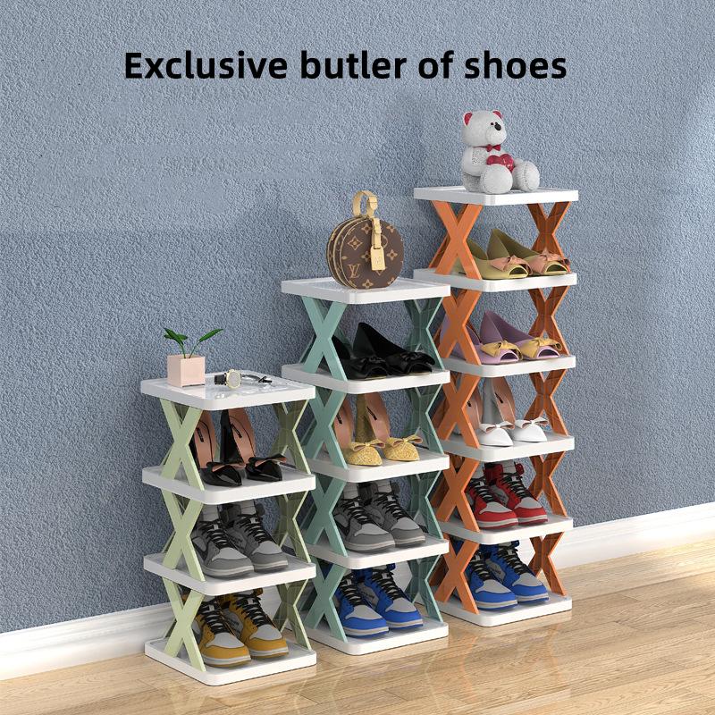 Simple Shoe Rack Folding Shoe Cabinet Storage Artifact Creative Multi-layer Home Door Bathroom Plastic Dormitory Simple Rack UAE SHIP HUB