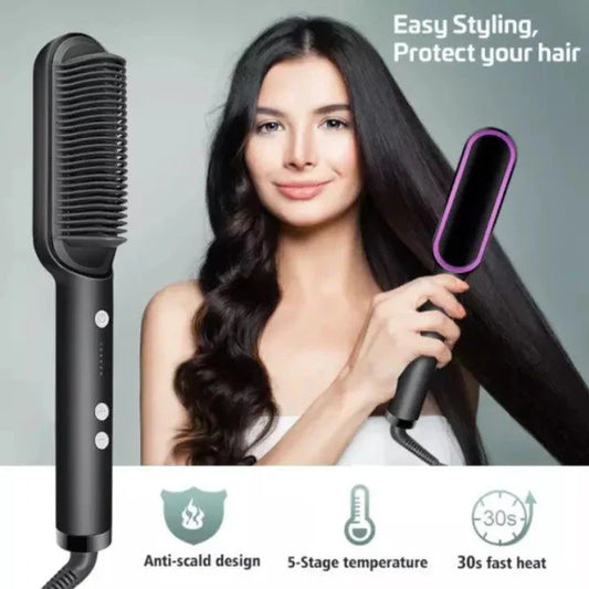 Hair Straightener Comb 2-in-1 Hair Straight & Curly Styling Tool - MN-8833 UAE SHIP HUB